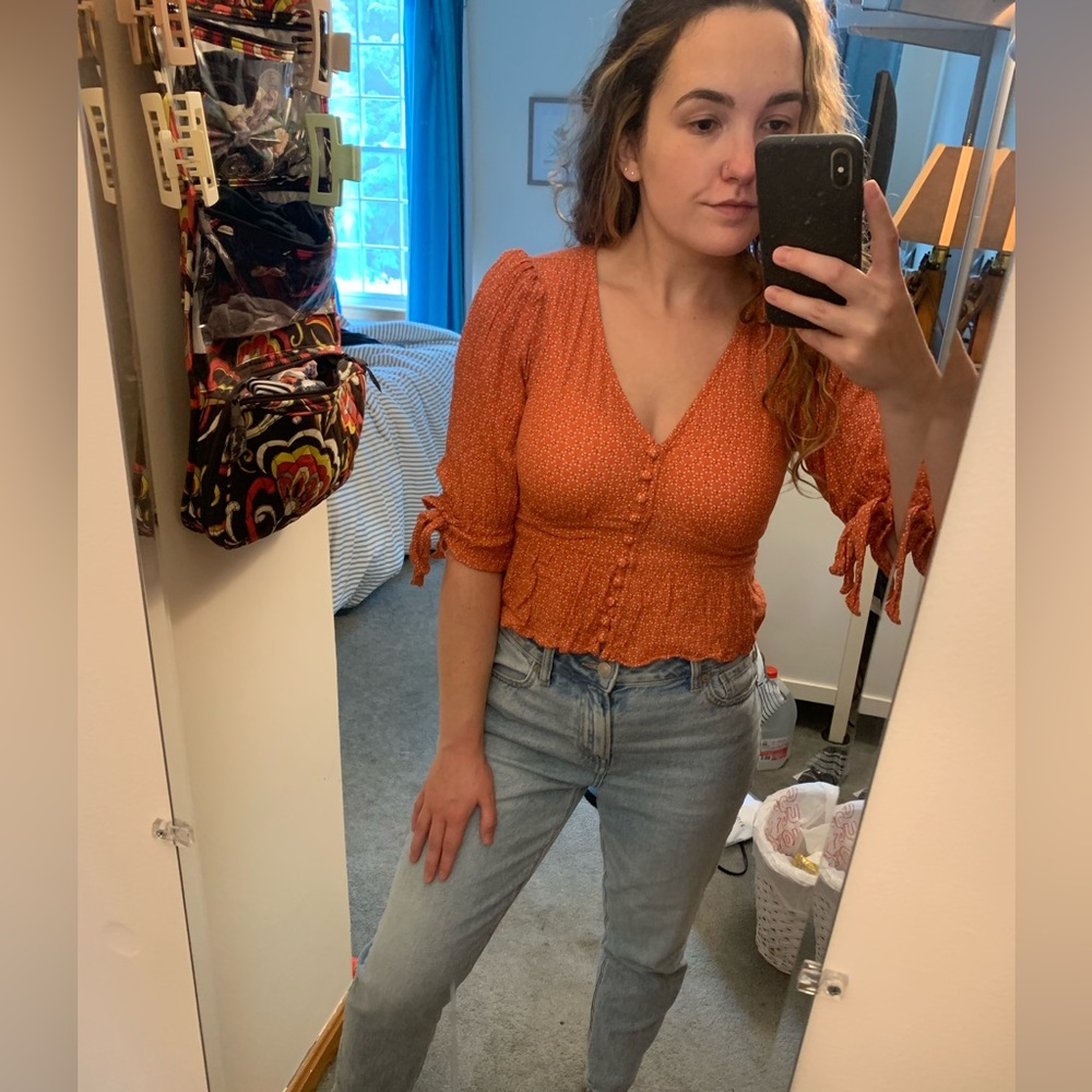 NWOT Abercrombie and Fitch Tie-Sleeve Peasant Blouse